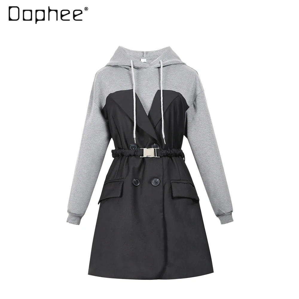 Новинка Осень-зима 2021, костюм из двух предметов с капюшоном и вставками, платья средней длины для женщин, платье-свитер средней длины с поясо...
Новинка Осень-зима 2021, костюм из двух предметов с капюшоном и вставками, платья средней длины для женщин, платье-свитер средней длины с поясо...