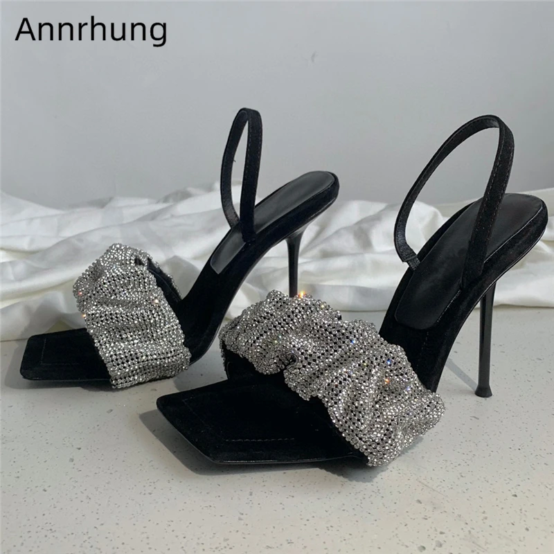 Diamond Pleated One-strap Women's Sandals 10cm Stiletto Heel Square Open Toe Elastic Band Sexy Summer Shoes For Girls
Diamond Pleated One-strap Women's Sandals 10cm Stiletto Heel Square Open Toe Elastic Band Sexy Summer Shoes For Girls