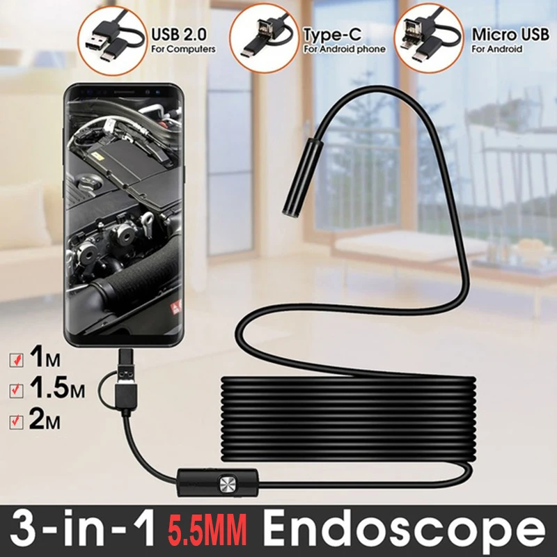2m 1.5m 1m Mini 5.5mm Lens Snake Endoscope Camera Hard Semi-rigid Borescope Car Inspection Camera for Smartphone Android PC
2m 1.5m 1m Mini 5.5mm Lens Snake Endoscope Camera Hard Semi-rigid Borescope Car Inspection Camera for Smartphone Android PC