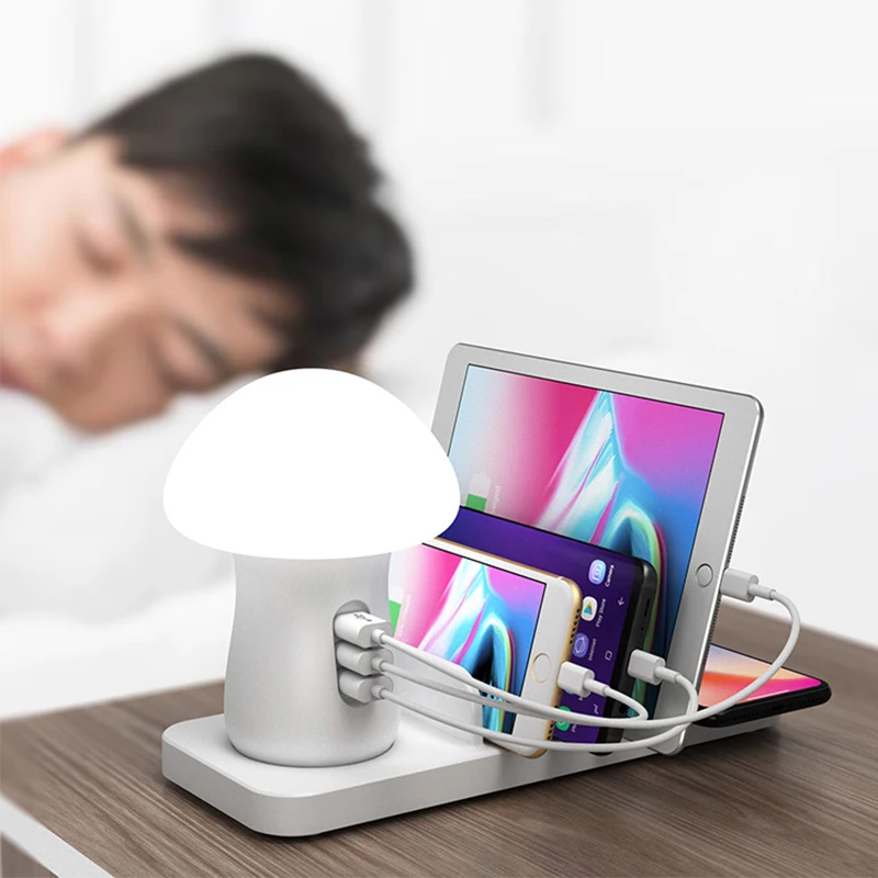 3 USB Port QC3.0 Charging Mini Multi Charging Dock Station with Mushroom Light Fast Charging Dock Hub Mobile Phone Charger Stand
3 USB Port QC3.0 Charging Mini Multi Charging Dock Station with Mushroom Light Fast Charging Dock Hub Mobile Phone Charger Stand