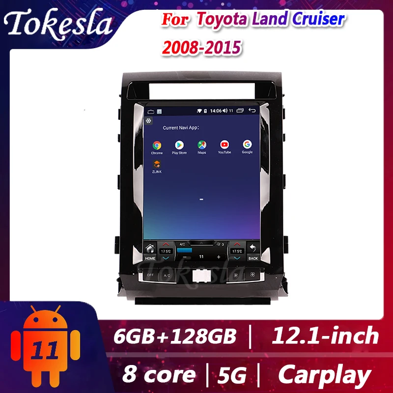

Автомагнитола Tokesla для Toyota Land Cruiser, мультимедийный плеер на Android, с DVD, Gps и сенсорным экраном, типоразмер 2 Din