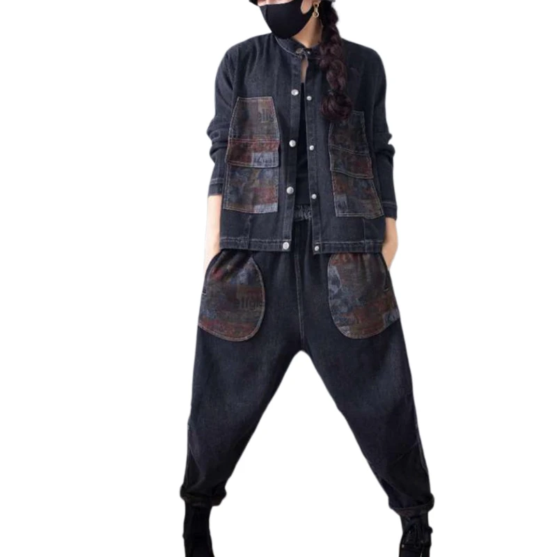 2020 New Loose Casual Denim Suit Ladies Retro Hip Hop Jeans Women's Clothing With Pocket 2 Two Piece Set Female Outfits Hotsale
2020 New Loose Casual Denim Suit Ladies Retro Hip Hop Jeans Women's Clothing With Pocket 2 Two Piece Set Female Outfits Hotsale