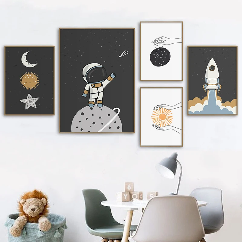 Cartoon Space Astronaut Planet Rocket Nursery Canvas Painting Posters and Prints Wall Art Pictures for Baby Kids Room Decoration
Cartoon Space Astronaut Planet Rocket Nursery Canvas Painting Posters and Prints Wall Art Pictures for Baby Kids Room Decoration