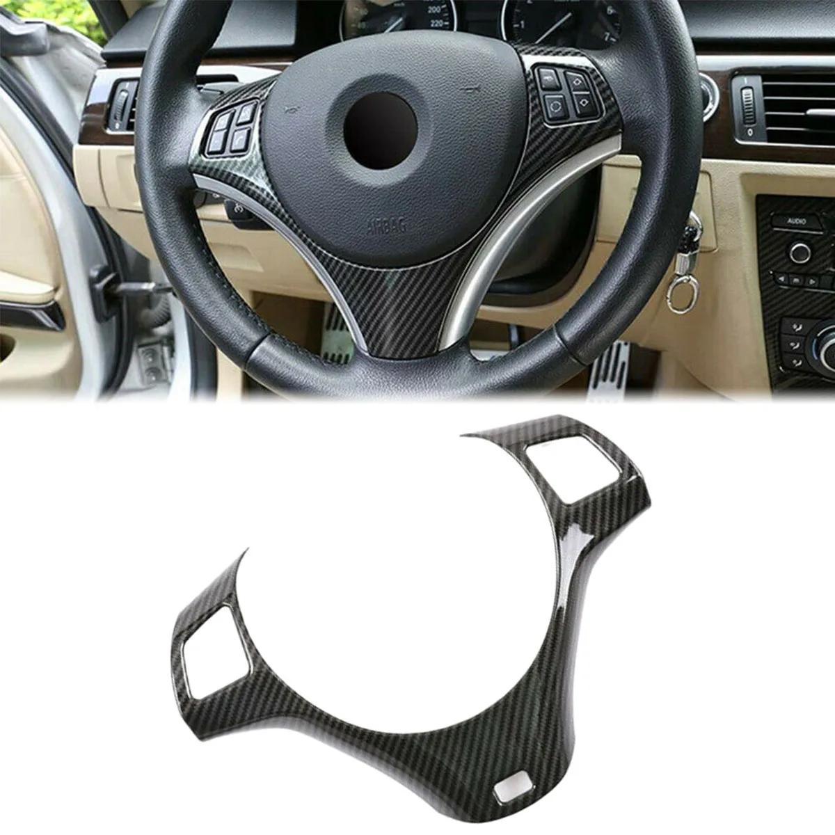Black Carbon Fiber Look Car Interior Steering Wheel Cover Decorative Trim Sticker For BMW 3 Series E90 E92 E93 2005-2012 LHD
Black Carbon Fiber Look Car Interior Steering Wheel Cover Decorative Trim Sticker For BMW 3 Series E90 E92 E93 2005-2012 LHD