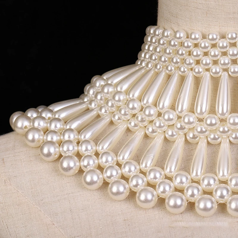 Luxurious Jewelry Bib Choker Necklace Handmade Hollow Out Woven Water Drop Pearl Beaded Layered Body Chain Shawl Collar
Luxurious Jewelry Bib Choker Necklace Handmade Hollow Out Woven Water Drop Pearl Beaded Layered Body Chain Shawl Collar