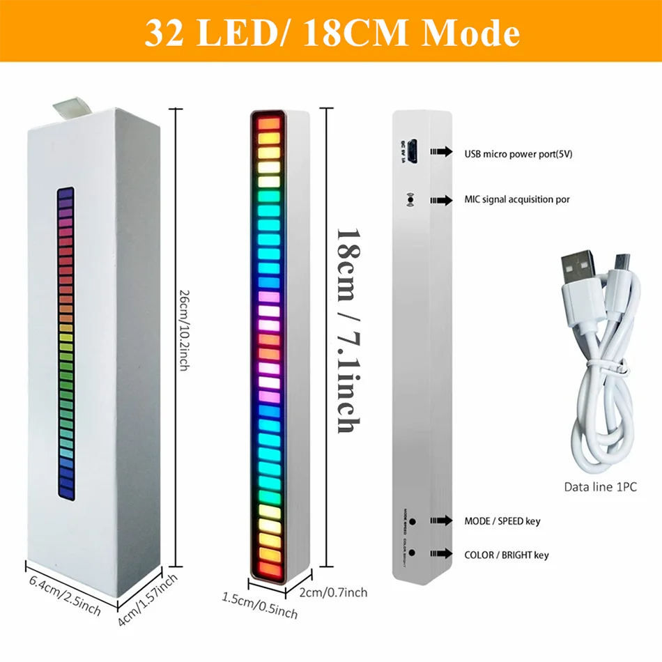 2021 New Sound Control Light RGB Voice-Activated Music Rhythm Ambient Light with 32 LED 18 Colors Lamp For Car Home Decoration
2021 New Sound Control Light RGB Voice-Activated Music Rhythm Ambient Light with 32 LED 18 Colors Lamp For Car Home Decoration