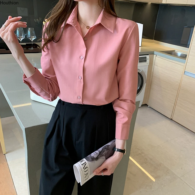 Women's Blouse Lapel Comfortable Fashion Tops Casual Summer Shirt Solid Color New Long-sleeved Tops Houthion
Women's Blouse Lapel Comfortable Fashion Tops Casual Summer Shirt Solid Color New Long-sleeved Tops Houthion