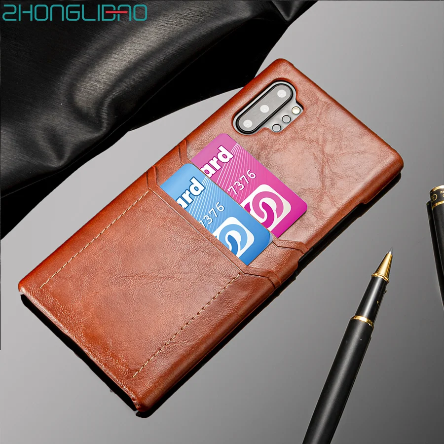 Чехол с держателем для карт Samsung Galaxy Note 10 Plus Note10 + роскошный кожаный тонкий кошелек