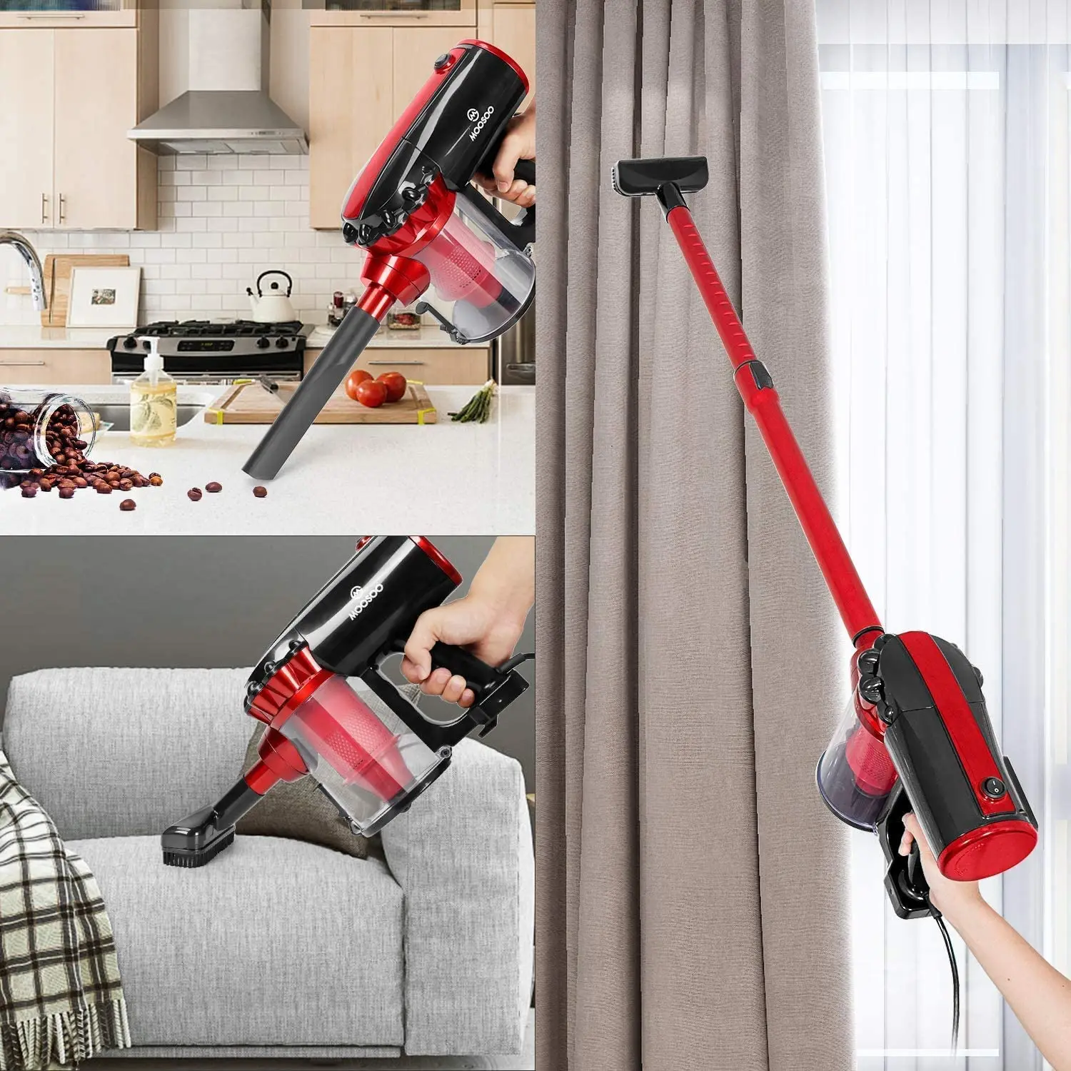 17KPa Corded Stick Vacuum MOOSOO D600 4 in 1 Handheld Cleaner for Hard Floor with HEPA Filter Rotatable Brush Head
17KPa Corded Stick Vacuum MOOSOO D600 4 in 1 Handheld Cleaner for Hard Floor with HEPA Filter Rotatable Brush Head