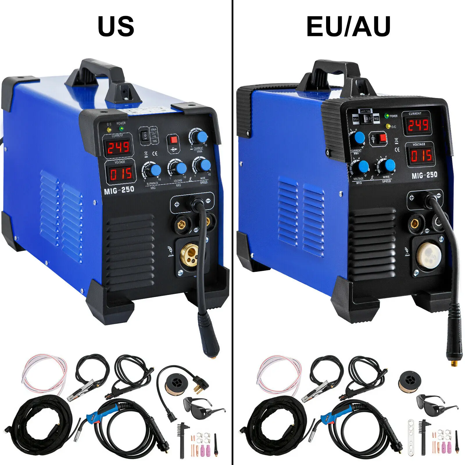 3 in 1 MIG Welder Welding Machine MIG-250 Welder Machine 250A MIG MMA TIG Combo Welder 110V/220V Dual Voltage Welding Machine
3 in 1 MIG Welder Welding Machine MIG-250 Welder Machine 250A MIG MMA TIG Combo Welder 110V/220V Dual Voltage Welding Machine
