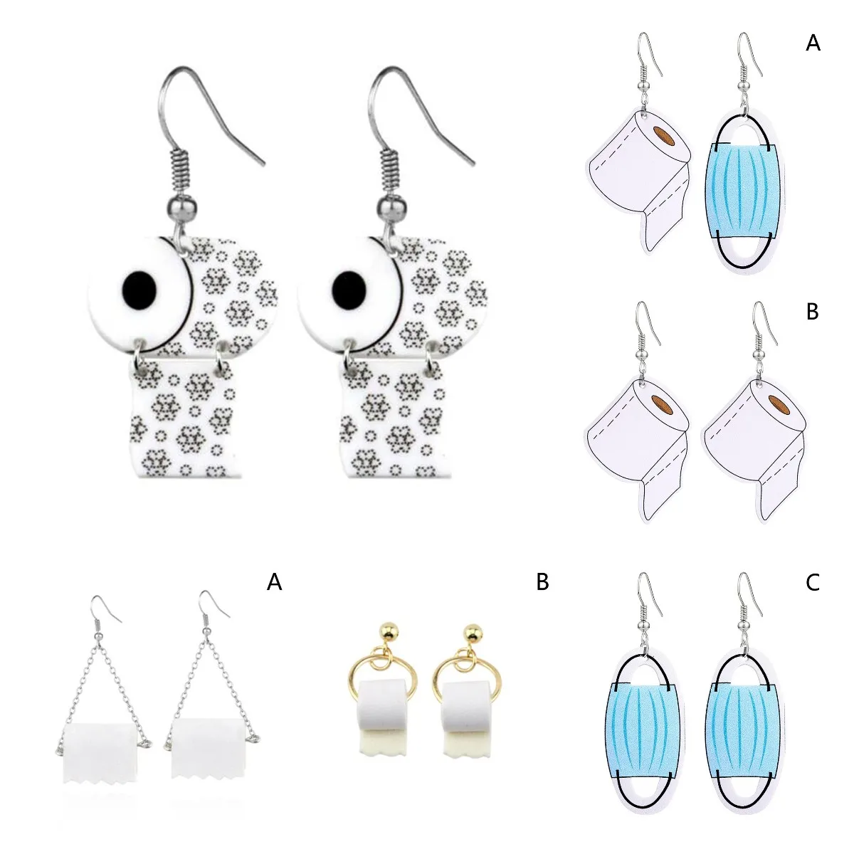 New Fashion Exaggerated Creative Leather Irregular Face Mask Toilet Paper Drop Earrings For Women Funny DIY Dangle Earrings
New Fashion Exaggerated Creative Leather Irregular Face Mask Toilet Paper Drop Earrings For Women Funny DIY Dangle Earrings