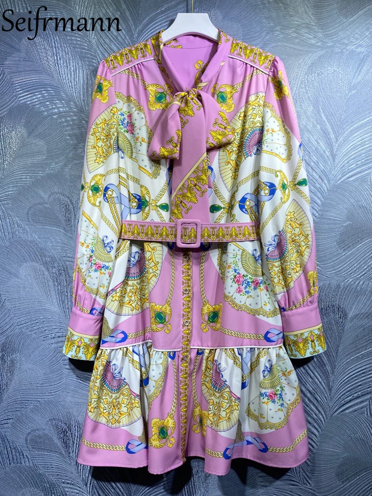 Seifrmann New 2021 Autumn Women Fashion Runway Party Mini Dress Lantern Sleeve Bow Sashes Vintage Print Ladies A-Line Dresses
Seifrmann New 2021 Autumn Women Fashion Runway Party Mini Dress Lantern Sleeve Bow Sashes Vintage Print Ladies A-Line Dresses