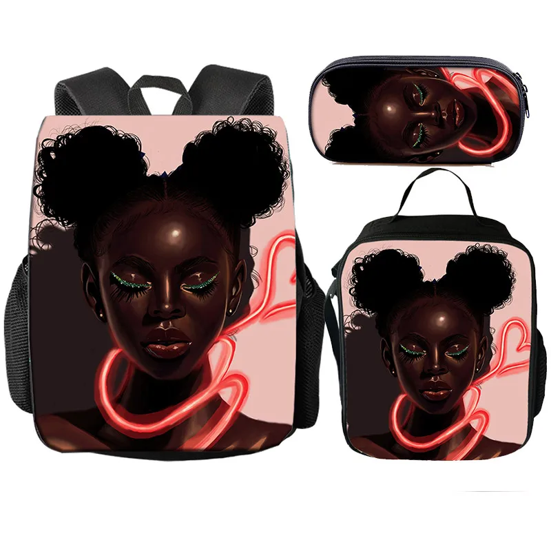 Cartoon Afro Brown Bubble Blowing Girls Backpack 3PCS Set Kids School Bags Black Girls Children Bookbag Pencil Bag Lunch Pack
Cartoon Afro Brown Bubble Blowing Girls Backpack 3PCS Set Kids School Bags Black Girls Children Bookbag Pencil Bag Lunch Pack