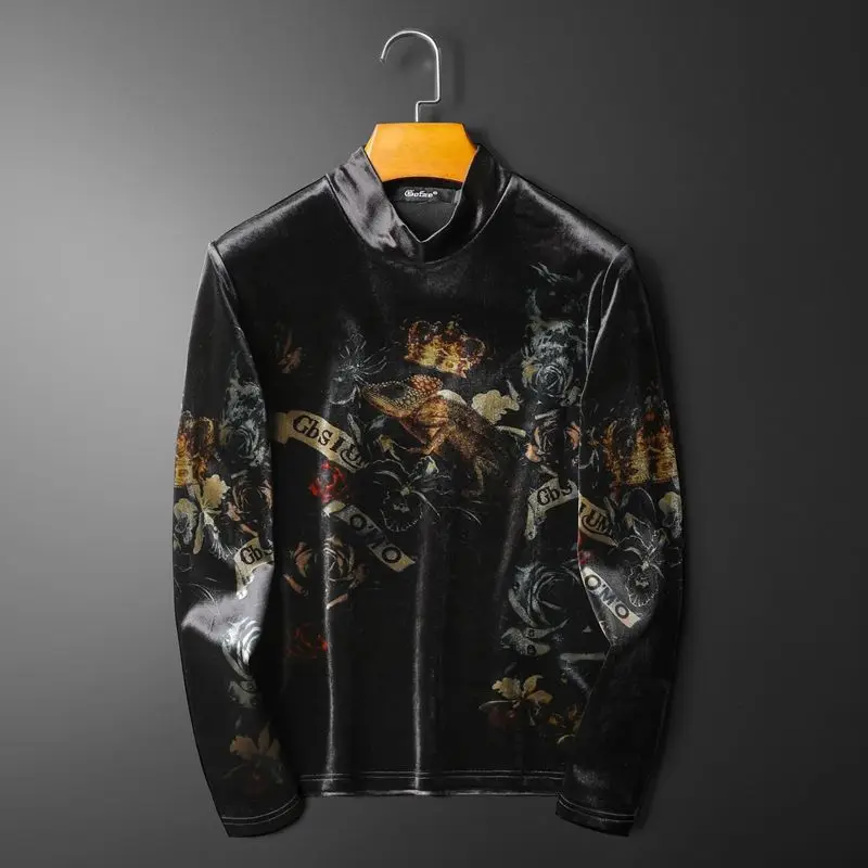 Korean Tshirt Autumn Velvet T Shirt Men Base T Shirt Homme Golden Print Black Club Outfits Camiseta Masculina Vintage T Shirts
Korean Tshirt Autumn Velvet T Shirt Men Base T Shirt Homme Golden Print Black Club Outfits Camiseta Masculina Vintage T Shirts