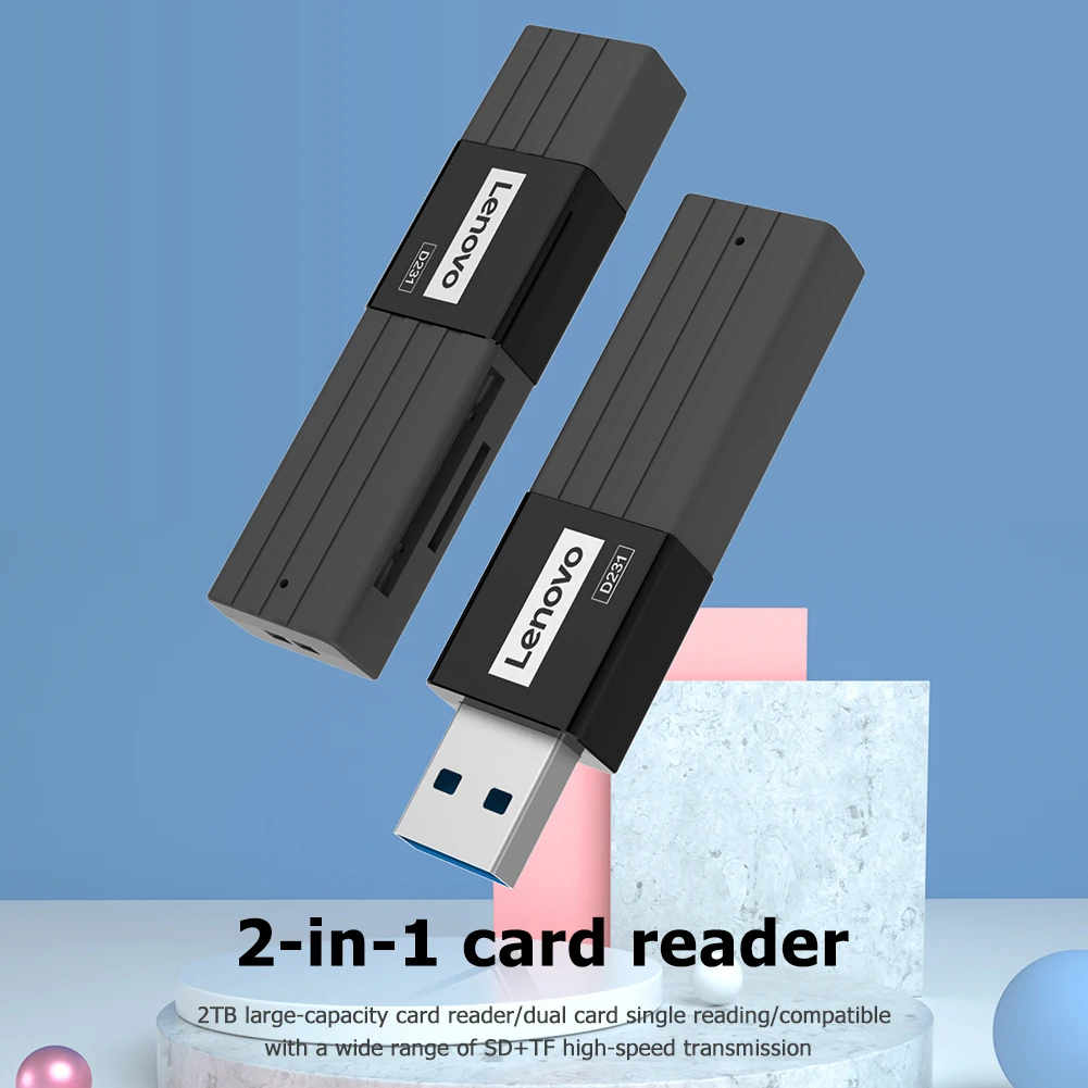 

Lenovo d231 USB3.0 high speed two in one multifunction card reader supports TF/SD memory card reading Transmission speed 5Gbps