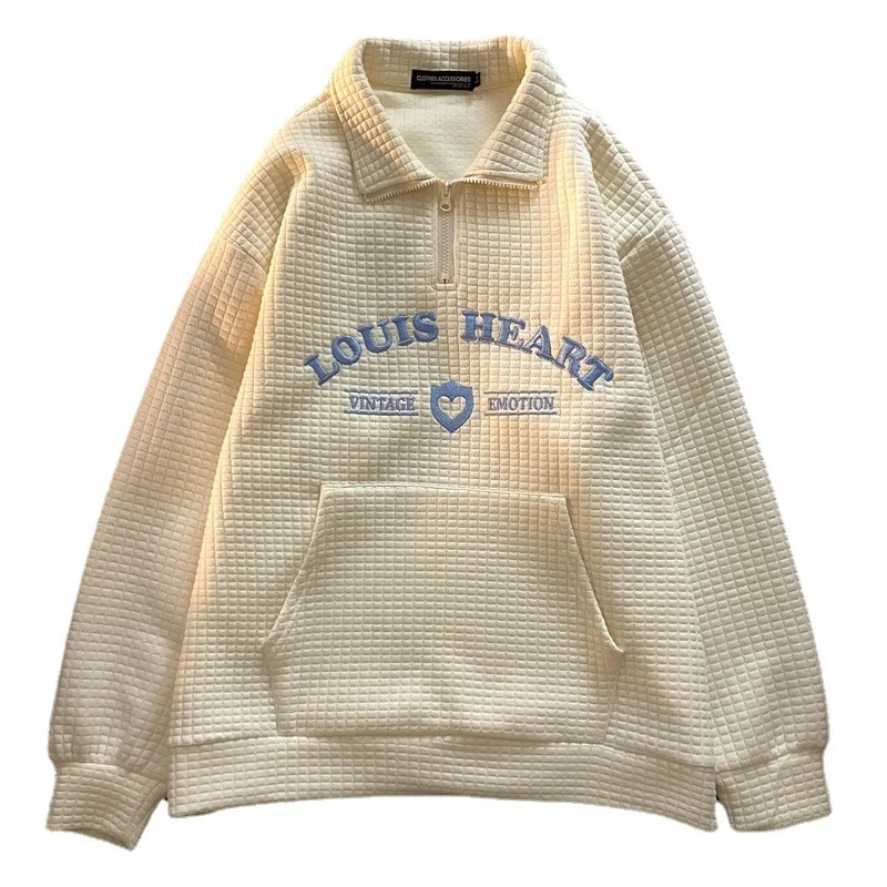 Осенняя женская рубашка-поло с вафельным принтом, толстовки с воротником, женские свитшоты с вышивкой и капюшоном, винтажная уличная одежда... 
Осенняя женская рубашка-поло с вафельным принтом, толстовки с воротником, женские свитшоты с вышивкой и капюшоном, винтажная уличная одежда...