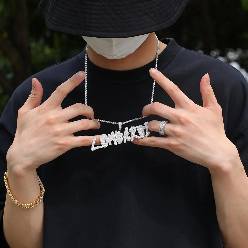 Hiphop Jewelry Cursive Writing Name Necklace Initial Letters Pendant Full Iced Words Necklace Cubic Zirconia Jewelry Chain
Hiphop Jewelry Cursive Writing Name Necklace Initial Letters Pendant Full Iced Words Necklace Cubic Zirconia Jewelry Chain