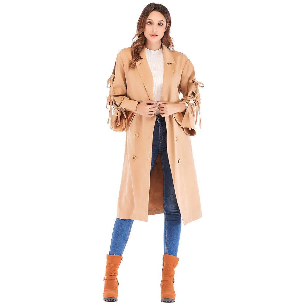 Women Winter Casual Bow Bandage Sleeve Button Trench Outwear Double Breasted Vintage Coat Overcoat Outwear Loose Clothing
Women Winter Casual Bow Bandage Sleeve Button Trench Outwear Double Breasted Vintage Coat Overcoat Outwear Loose Clothing