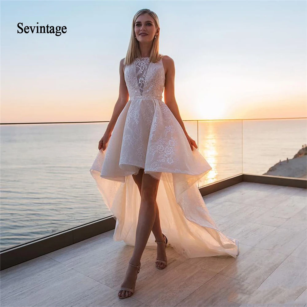 Sevintage Sexy Hi Lo Beach Champagne Wedding Dresses Boat Neck Backless Lace Wedding Gown Bride Dress robe de mariee 2020
Sevintage Sexy Hi Lo Beach Champagne Wedding Dresses Boat Neck Backless Lace Wedding Gown Bride Dress robe de mariee 2020