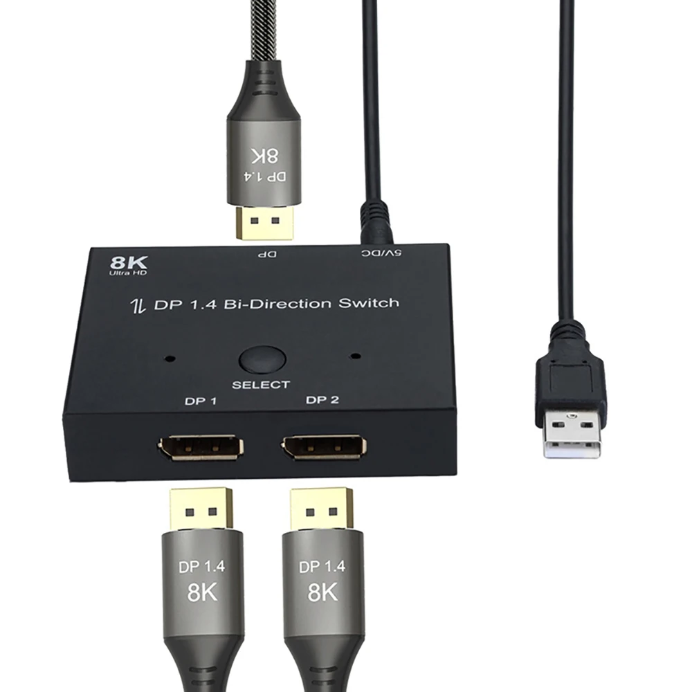 Displayport 8K DP 1.4 Splitter Switch 2 Ports Bi-directional 1x2 / 2x1 DP1.4 Switcher Ultra HD 8K 3D HDCP for PS4 for Xbox HDTV
Displayport 8K DP 1.4 Splitter Switch 2 Ports Bi-directional 1x2 / 2x1 DP1.4 Switcher Ultra HD 8K 3D HDCP for PS4 for Xbox HDTV