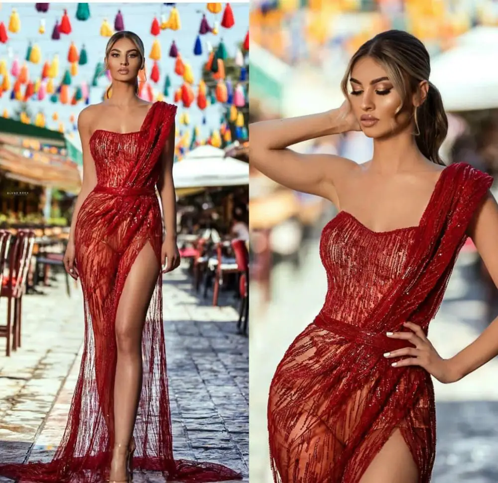 Burgundy Sexy Evening Dresses High Side Split Sequins Beading Mermaid Prom Dress One Shoulder Formal Women Gowns Vestidos
Burgundy Sexy Evening Dresses High Side Split Sequins Beading Mermaid Prom Dress One Shoulder Formal Women Gowns Vestidos
