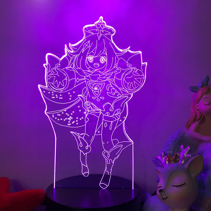 

Игра Genshin ударный ночник 3D иллюзия ламсветильник для спальни Декор экшн-фигурка атмосфера прикроватный ночник веера подарок