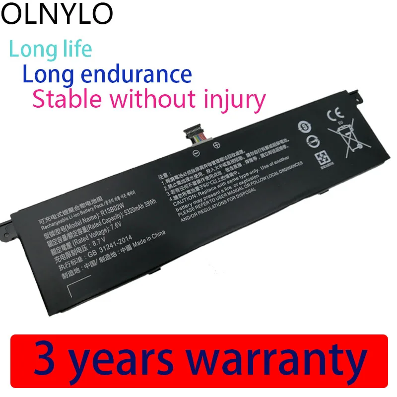 OLNYLO R13B01W Laptop Battery For Xiaomi Mi Air 13.3" Series Tablet PC Tablet 7.6V 39WH R13B02W
OLNYLO R13B01W Laptop Battery For Xiaomi Mi Air 13.3" Series Tablet PC Tablet 7.6V 39WH R13B02W