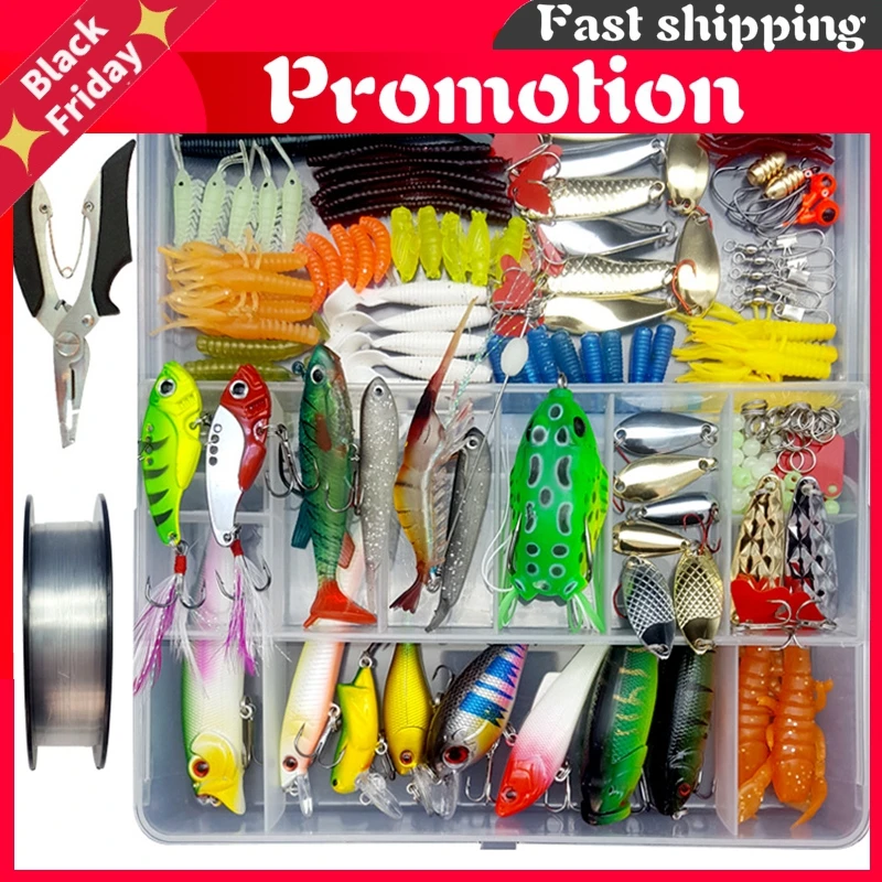 280pcs/lot Fishing Lure Set Kit Mixed Hard Bait Soft Lure Artificial Minnow Popper Spoon Frog Plier Accessory Sea Fishing J336
280pcs/lot Fishing Lure Set Kit Mixed Hard Bait Soft Lure Artificial Minnow Popper Spoon Frog Plier Accessory Sea Fishing J336