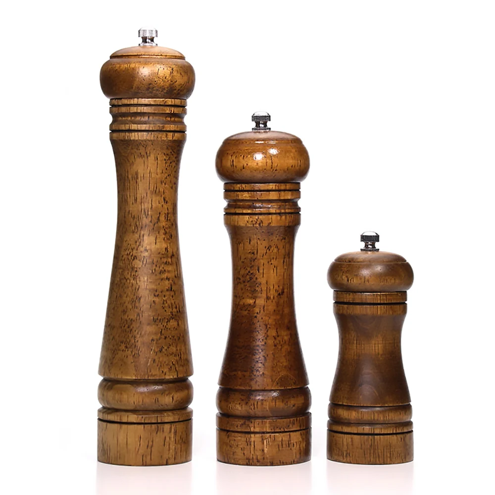 

Wooden Pepper Mills Salt Shaker Spice Mill Seasoning Bottle with Strong Adjustable Ceramic Grinder Kitchen Tools 5" 8" 10"