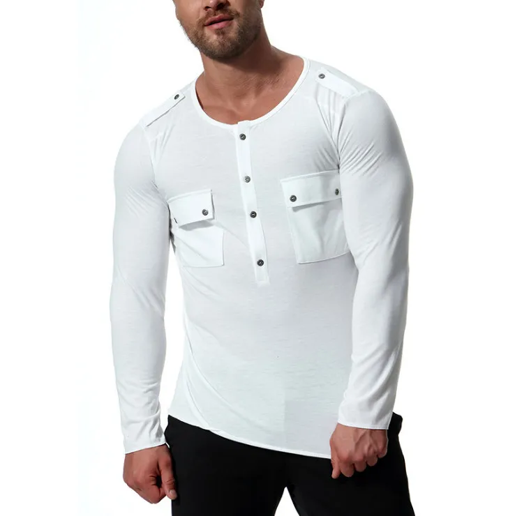 Pop New Arrival Cotton Long Sleeve TShirts Men Round Neck Double Pockets White Tops Tees Fashion Comfortable T-shirt US Size
Pop New Arrival Cotton Long Sleeve TShirts Men Round Neck Double Pockets White Tops Tees Fashion Comfortable T-shirt US Size