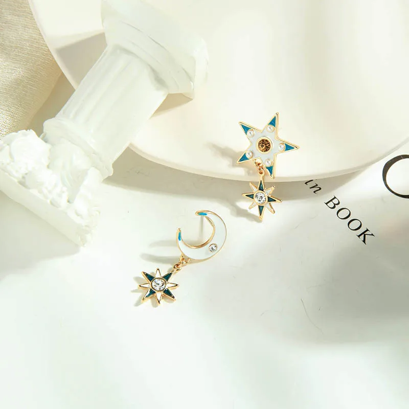 Romantic Fairy Tale Star and Moon Dangle Drop Earrings for Women Korean Colorful Oil Asymmetric Statement Earrings Jewelry Gift
Romantic Fairy Tale Star and Moon Dangle Drop Earrings for Women Korean Colorful Oil Asymmetric Statement Earrings Jewelry Gift