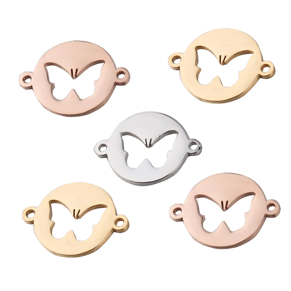 5PCS Stainless Steel Hollow Butterfly Charm Double Hole Round Charms DIY Jewelry Bracelet Necklace Connector For Jewelry Finding
5PCS Stainless Steel Hollow Butterfly Charm Double Hole Round Charms DIY Jewelry Bracelet Necklace Connector For Jewelry Finding