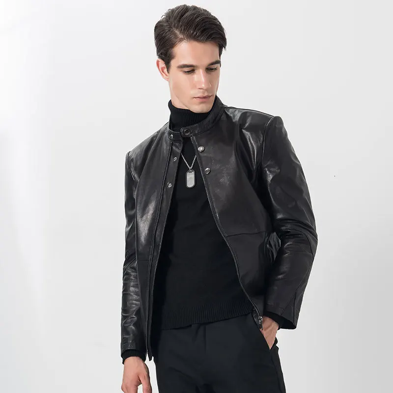Модельная куртка из натуральной кожи в итальянском стиле мужские мотоциклетные