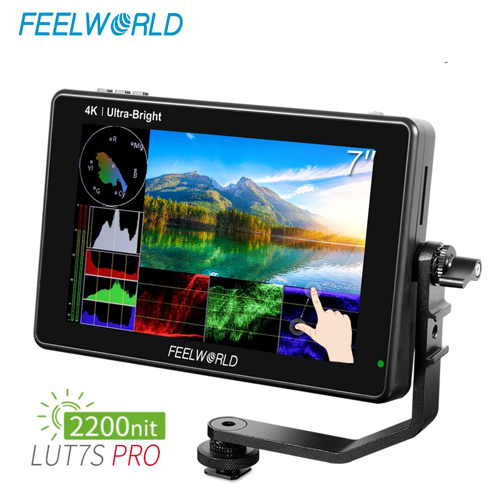 

FEELWORLD LUT7S PRO 7 дюймов 2200 нит 3D LUT сенсорный Экран DSLR Камера директоров переменного тока монитор 4K HDMI Вход Выход для Gimbal