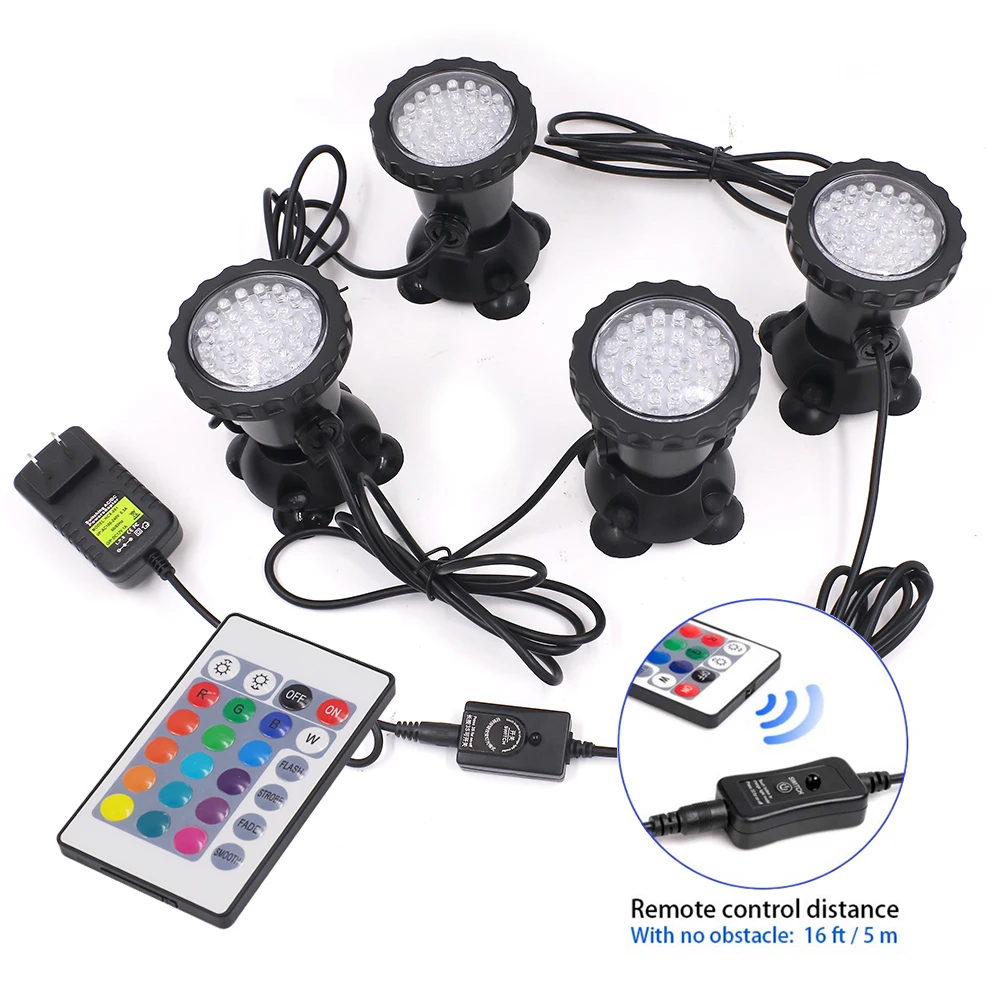 12V RGB LED Underwater Light 36LED IP68 Waterproof Aquarium Spotlight Swiming Pool Fountains Pond Tank for Landscape Decor | Освещение