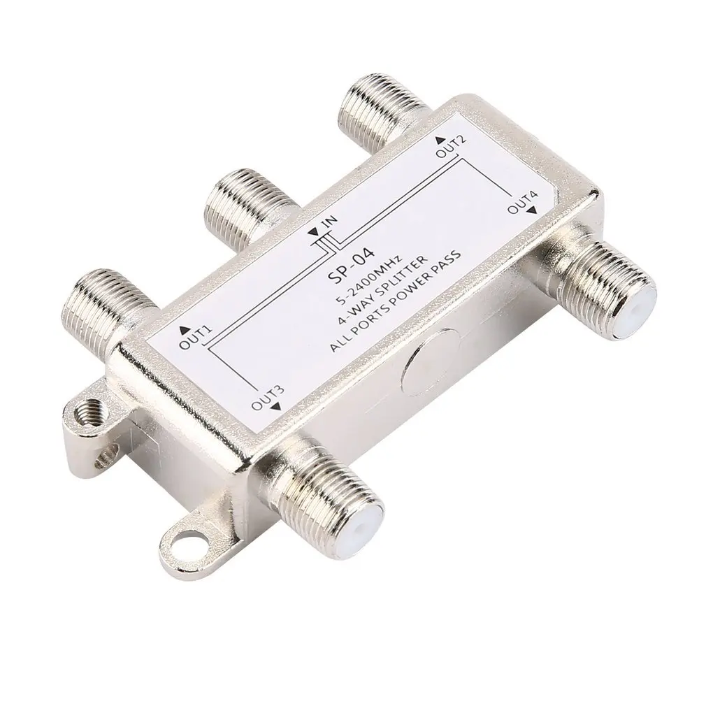 4 Way 4 Channel Satellite/Antenna/Cable TV Splitter Distributor 5-2400MHz F Type SP-04 Booster Splitter Home Tv Equipments
4 Way 4 Channel Satellite/Antenna/Cable TV Splitter Distributor 5-2400MHz F Type SP-04 Booster Splitter Home Tv Equipments