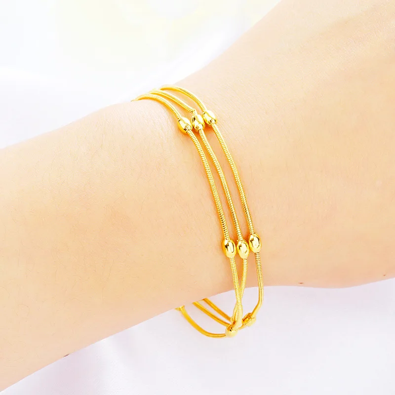 Multi-layer Thin Snake Bone Chain Bracelet 18K Gold Lucky Beads Womens Bracelet Sexy Jewelry Gift
Multi-layer Thin Snake Bone Chain Bracelet 18K Gold Lucky Beads Womens Bracelet Sexy Jewelry Gift