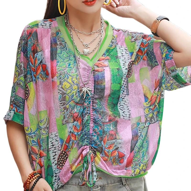 Summer Chiffon Blouse Female Fashion Shirts Loose Pullovers Tees And Tops Color Printing Casual Women Clothes 2021 New Arrivals
Summer Chiffon Blouse Female Fashion Shirts Loose Pullovers Tees And Tops Color Printing Casual Women Clothes 2021 New Arrivals