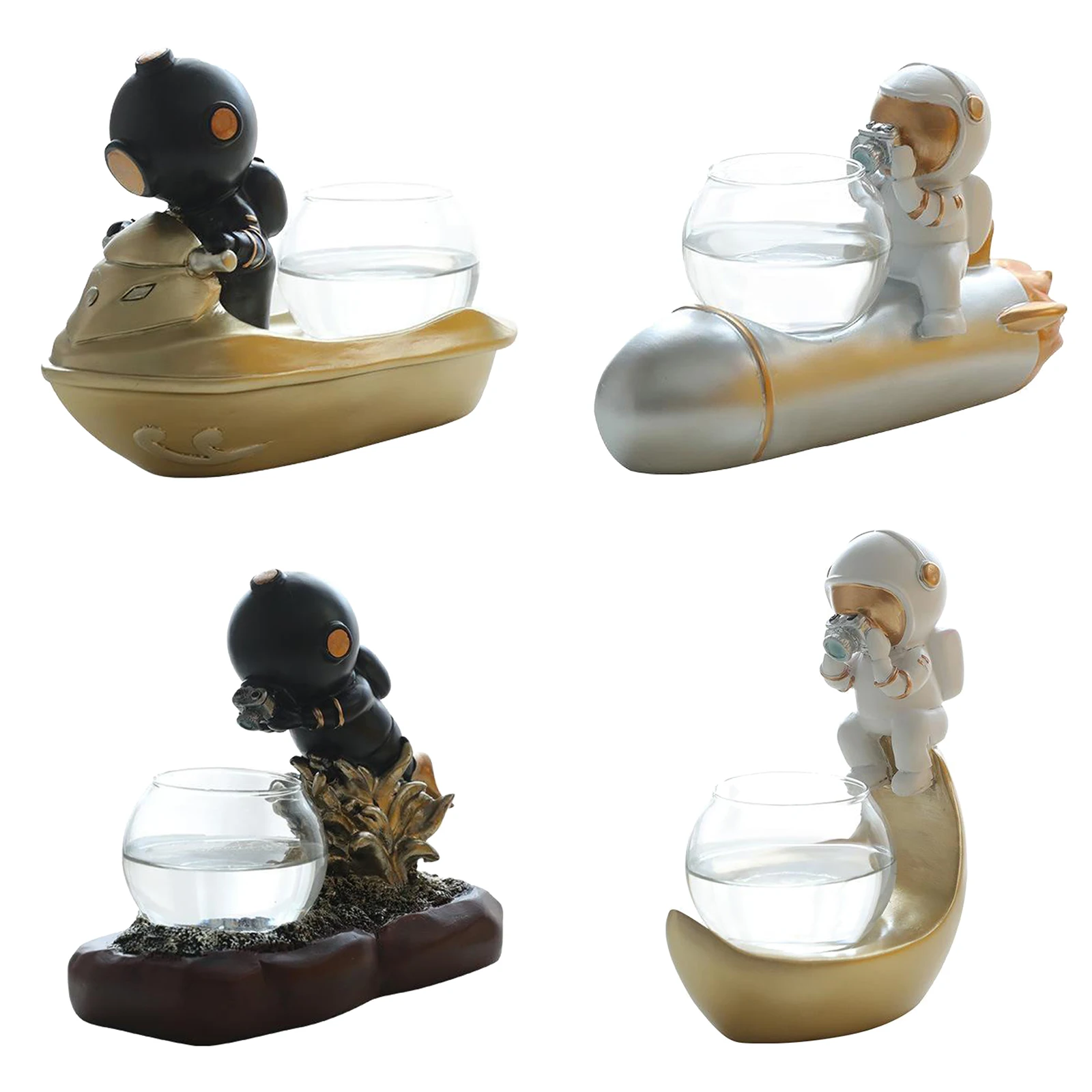 Nordic Glass Vase Resin Astronaut Diver Ornaments Creative Desktop Flower Vases Wedding Decor LED Warm Light Planter Pot
Nordic Glass Vase Resin Astronaut Diver Ornaments Creative Desktop Flower Vases Wedding Decor LED Warm Light Planter Pot