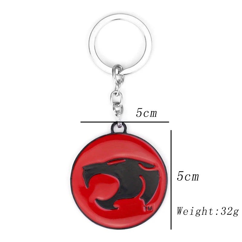 Thundercats Keychain Anime around For Fans Jewelry Round Alloy Red Thunder Cat Model Key Ring Holder Car Circular key chain