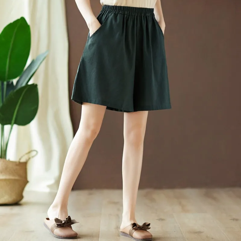 Women Solid Color Wide Leg Shorts Women Casual High Elastic Waist Short Pants Ladies Packets Shorts Thin Section Pants
Women Solid Color Wide Leg Shorts Women Casual High Elastic Waist Short Pants Ladies Packets Shorts Thin Section Pants