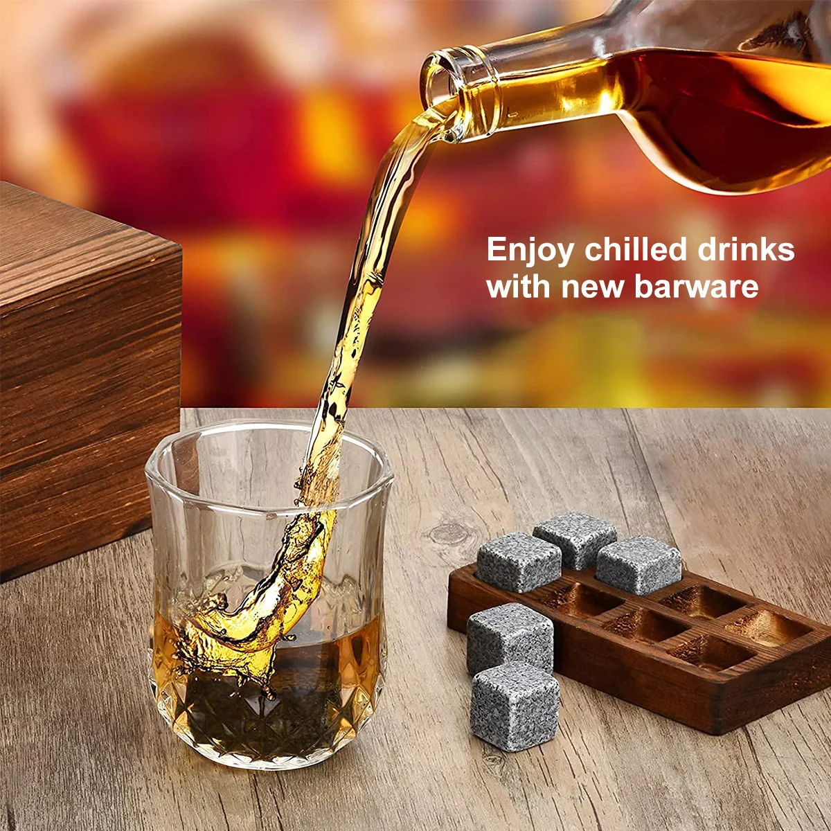 Whiskey Stones Gift Set Whiskey Glass Set of 2 with 6 Granite Chilling Whiskey Rocks in Wooden Box Bar Ktchen Accessories
Whiskey Stones Gift Set Whiskey Glass Set of 2 with 6 Granite Chilling Whiskey Rocks in Wooden Box Bar Ktchen Accessories
