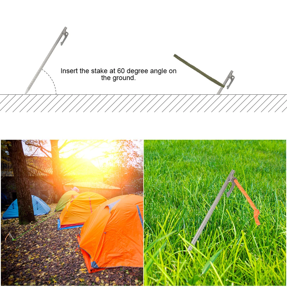 7.9 Inch / 9.4 Inch Outdoor Lightweight Titanium Alloy Tent Pegs Stakes Nails with Reflective Rope for Canopy Camping Tent
7.9 Inch / 9.4 Inch Outdoor Lightweight Titanium Alloy Tent Pegs Stakes Nails with Reflective Rope for Canopy Camping Tent