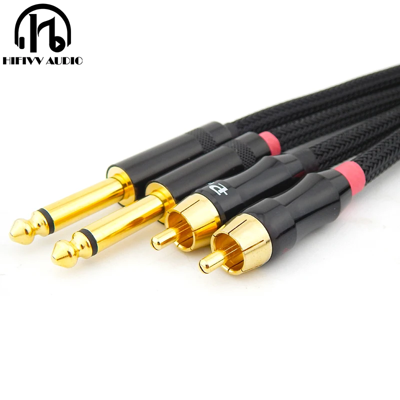 

Лучшие AUX кабели 6,35 мм штекер к rca аудио кабель усилитель аудио сигнальная линия 4N Анаэробная медь 6,5 к RCA