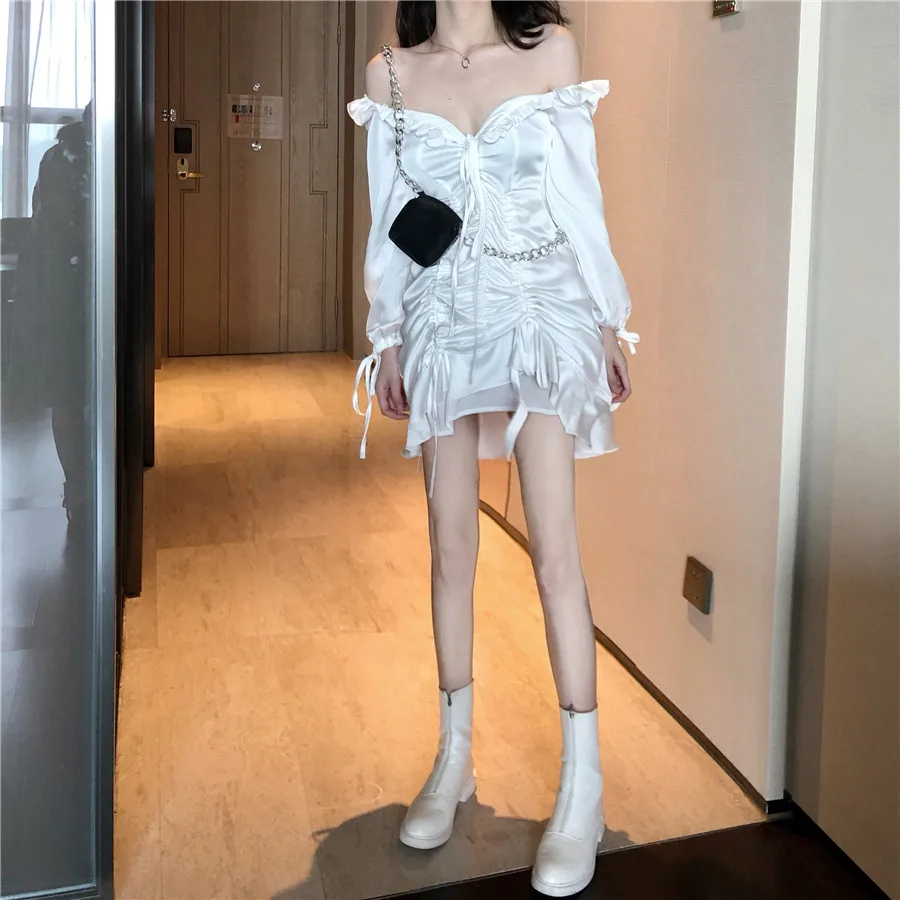 2020 spring women's off shoulder long sleeve dress slim fit one word neck Ruffle drawstring fashion Mini Dress Runway Dress
2020 spring women's off shoulder long sleeve dress slim fit one word neck Ruffle drawstring fashion Mini Dress Runway Dress