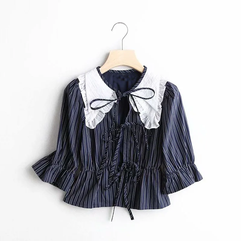 lace up striped blouse women half sleeve summer blouse top slim waist crop top sweet blouse shirt
lace up striped blouse women half sleeve summer blouse top slim waist crop top sweet blouse shirt