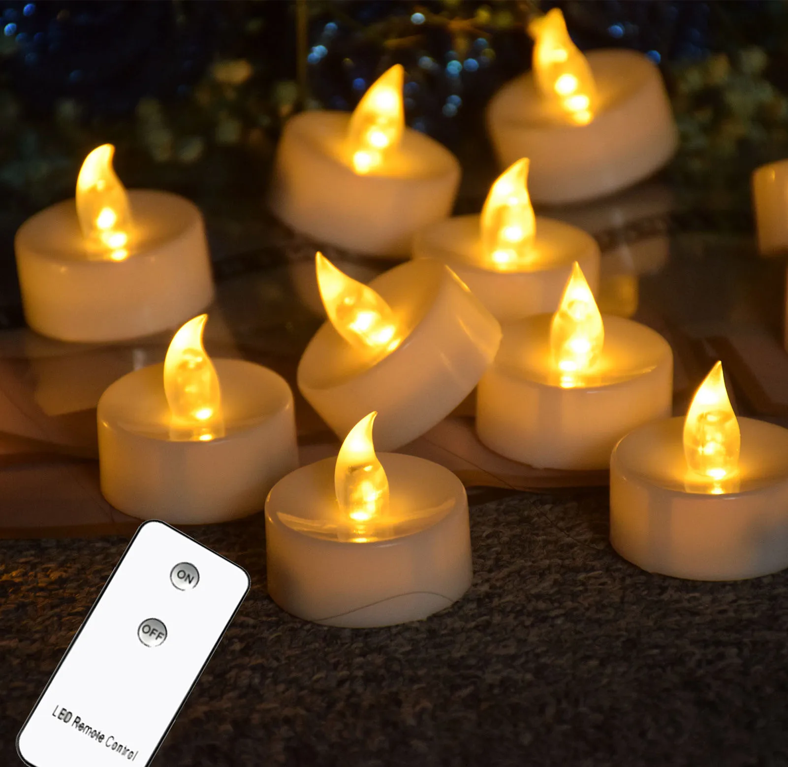 

12X Electric Frosted Candle Warm White LED Tea Light Remote Control Table Desk Night Lamp Wedding Event Party Lighting Decors