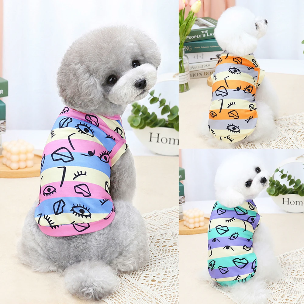 Summer New Style Dog Cat Pet Clothes Candy Colors Dog Striped Shirts Simple Design Solid Color Graffiti Printing Style Dog Vest
Summer New Style Dog Cat Pet Clothes Candy Colors Dog Striped Shirts Simple Design Solid Color Graffiti Printing Style Dog Vest