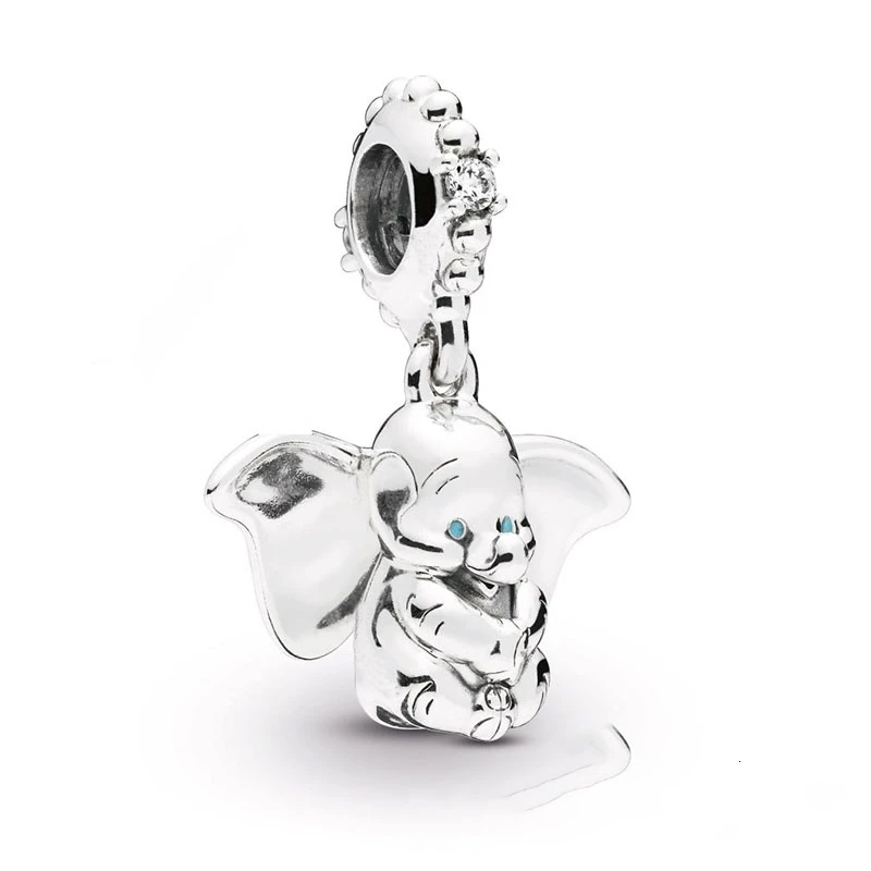 Подлинный 925 пробы Серебряный Disne Pandora слон Дамбо Висячие Подвески подходят