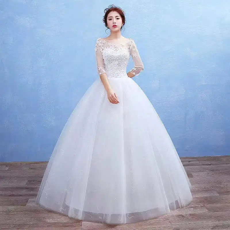 Wedding Dresses Illusion O-Neck Half Tulle Lace Pearls Embroidery Sequined Backless Floor-Length Vintage Women Bride Gown GB325
Wedding Dresses Illusion O-Neck Half Tulle Lace Pearls Embroidery Sequined Backless Floor-Length Vintage Women Bride Gown GB325